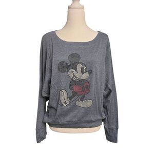 Disney Parks Women's Size XL Rhinestone Mickey Mouse Hi-Low Crop Top